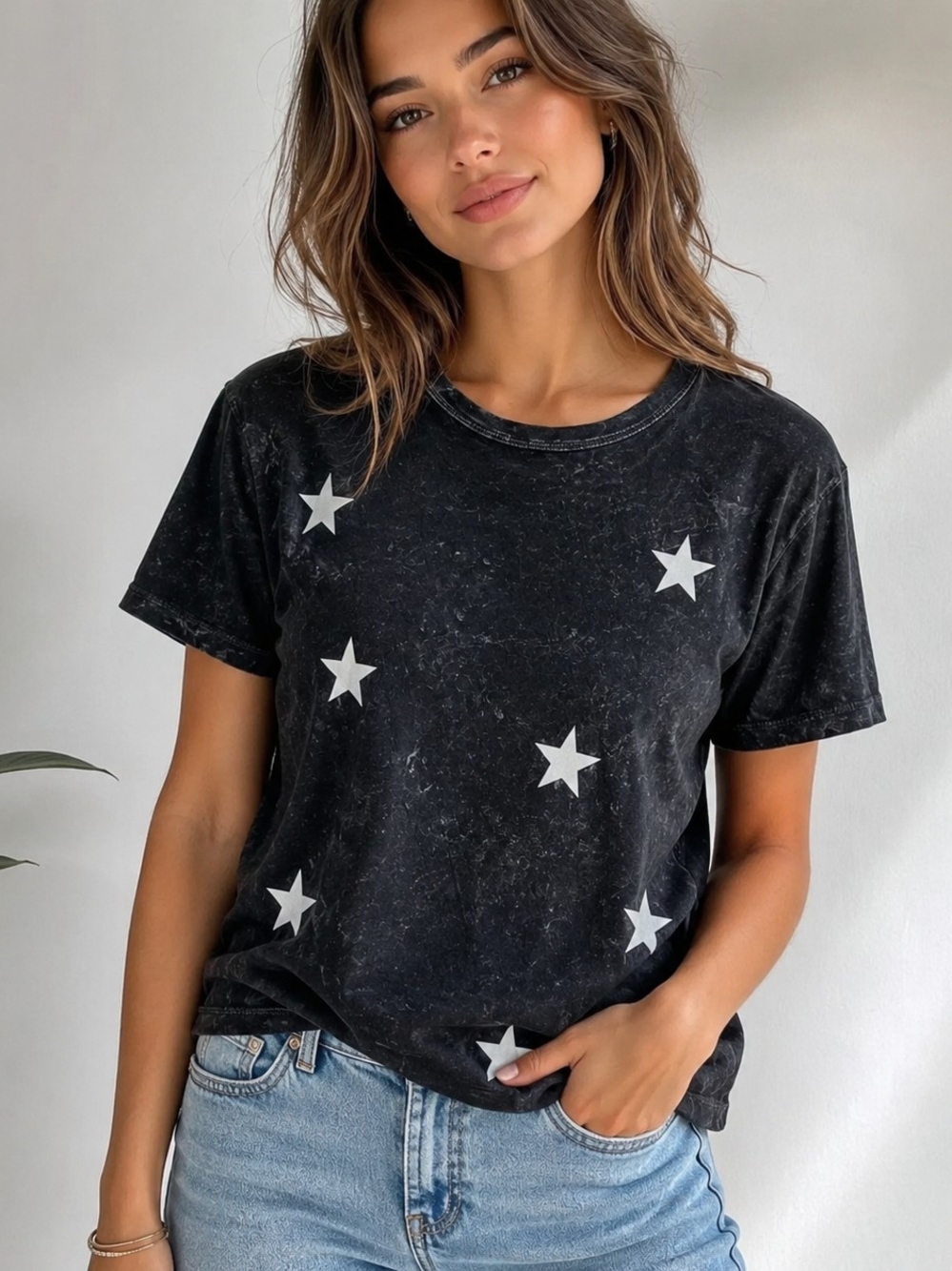 CHRLDR Star Graphic Tee Black Distressed Y2K Vibes 100% Cotton Small